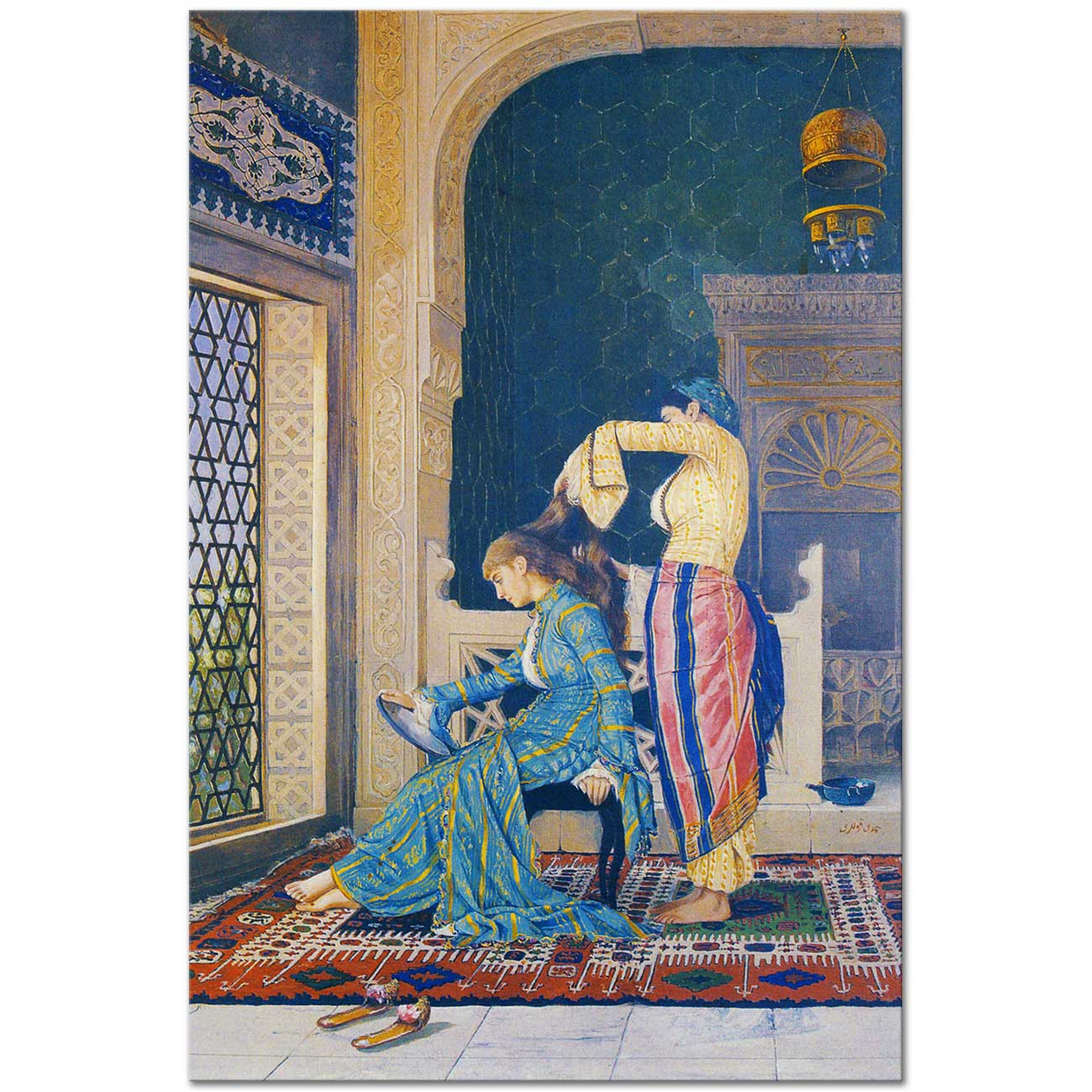 Osman Hamdi Saçlarını Taratan Kız Kanvas Tablo
