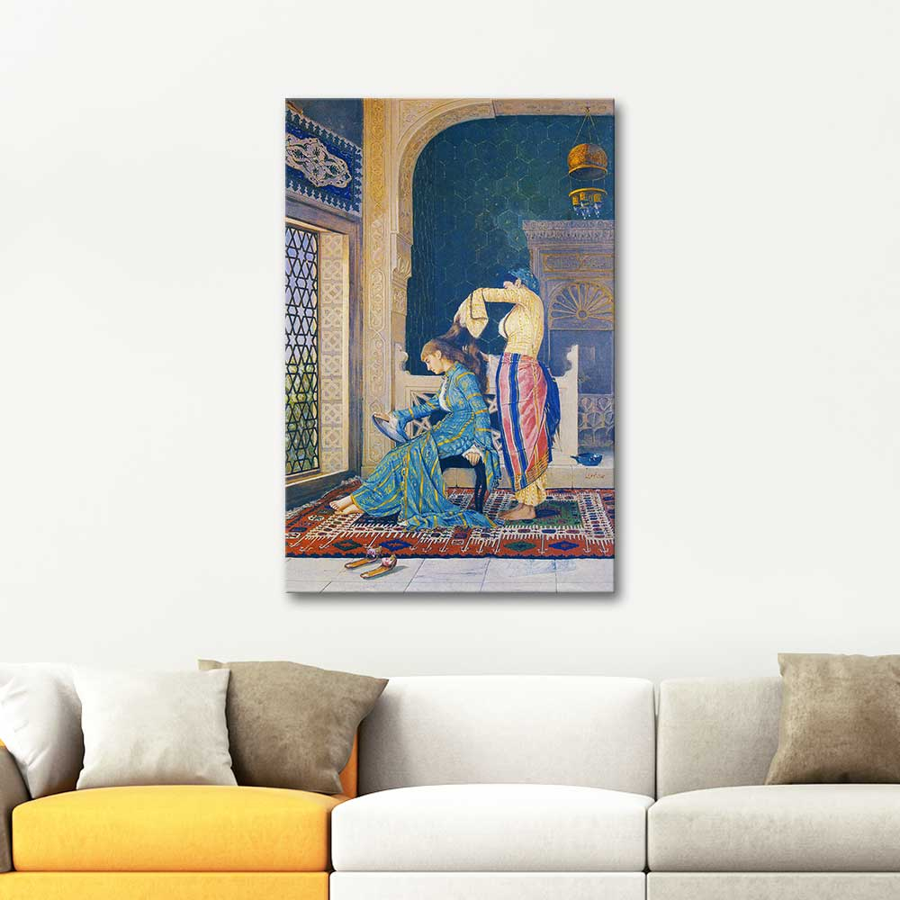 Osman Hamdi Saçlarını Taratan Kız Kanvas Tablo