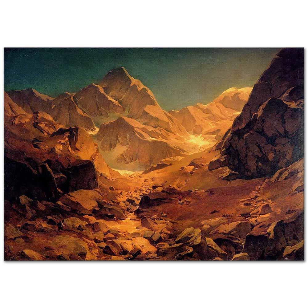 Oswald Achenbach Dağ Manzarası Kanvas Tablo
