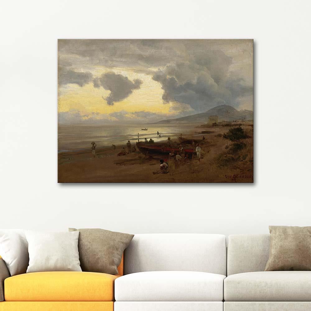 Oswald Achenbach Sunset On The Shore Art Print