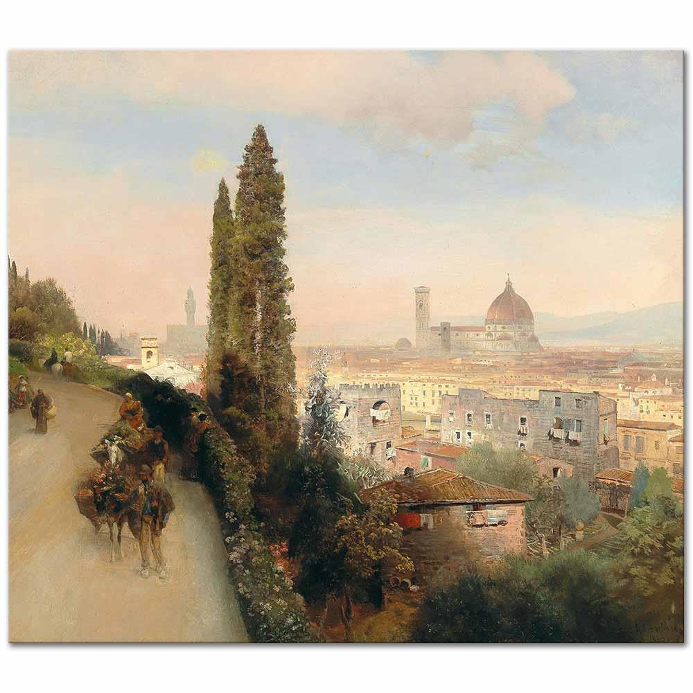 Oswald Achenbach Floransa Manzarası Kanvas Tablo