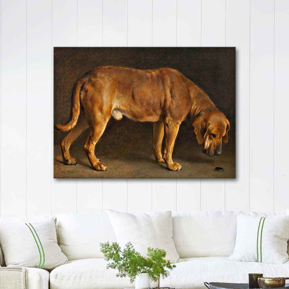 Otto Bache A Broholmer Dog Looking at a Stag Beetle Art Print