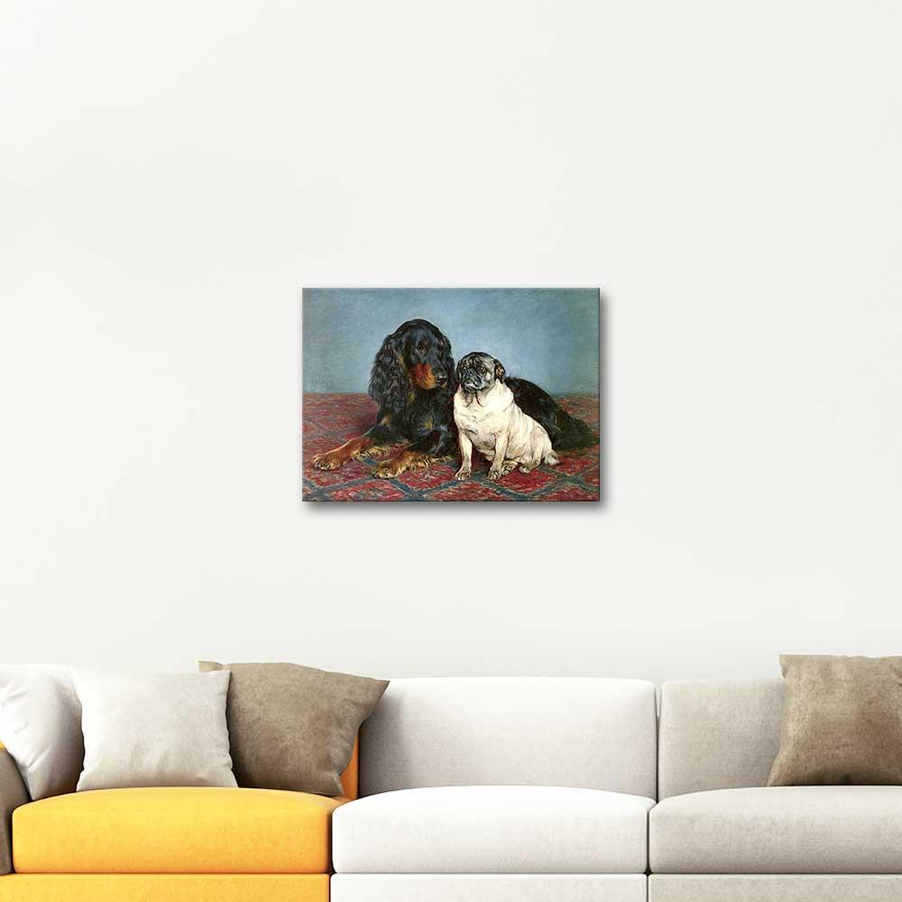Otto Bache A Gordon Setter and a Pug Art Print