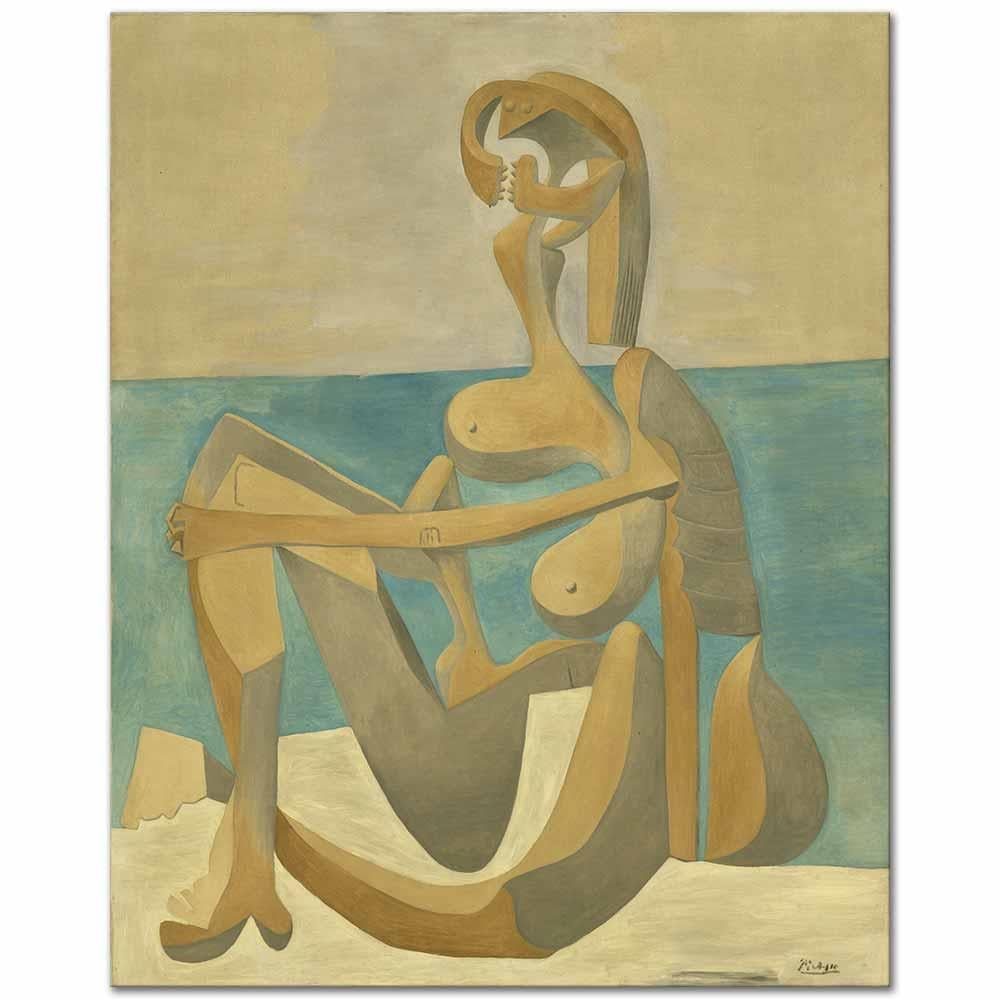 Pablo Picasso Sahilde Oturan Kadın Kanvas Tablo