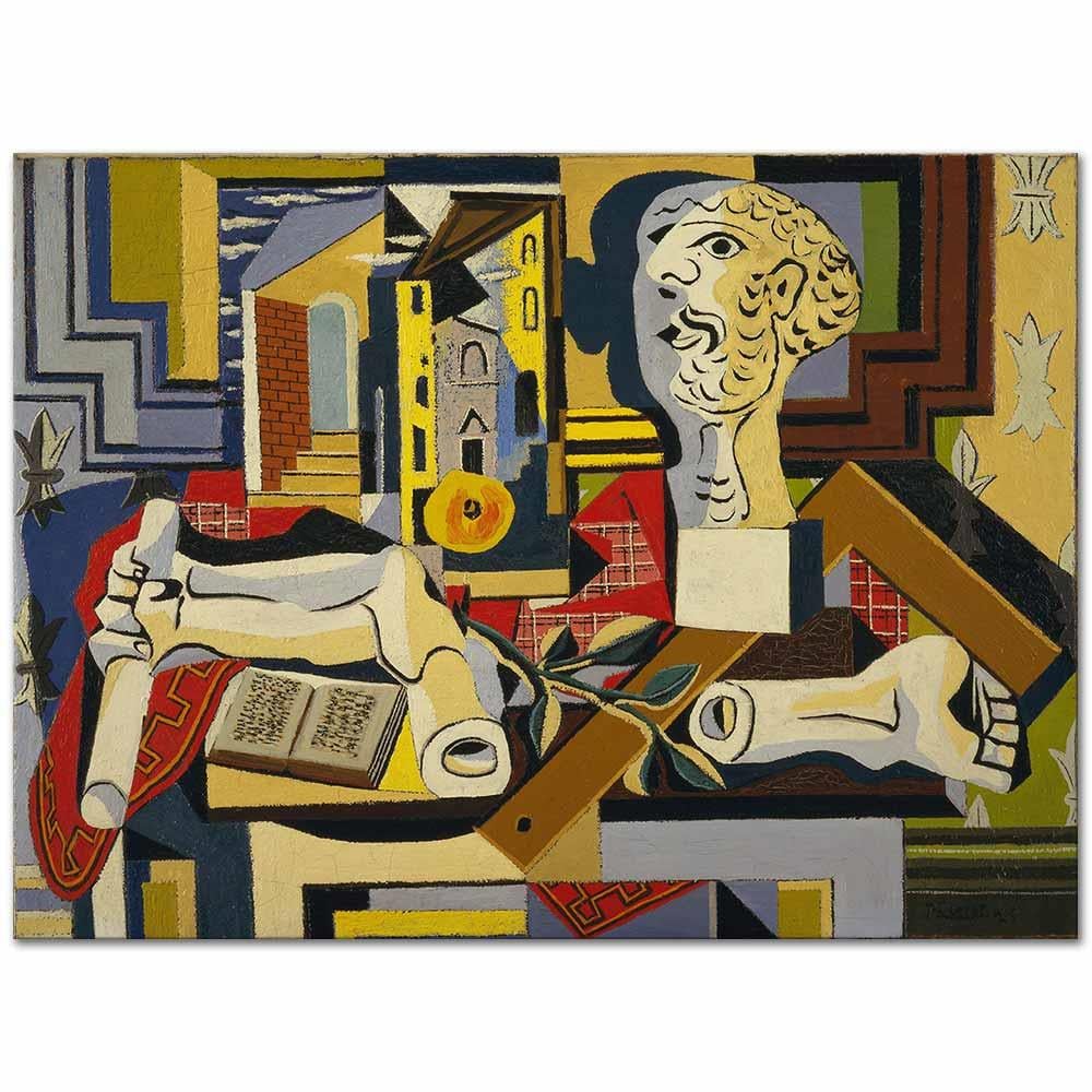 Pablo Picasso Stüdyoda Alçıdan Büst Kanvas Tablo