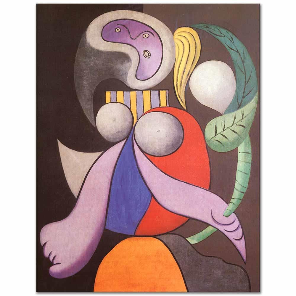 Pablo Picasso Çiçekler ile Kadın Kanvas Tablo