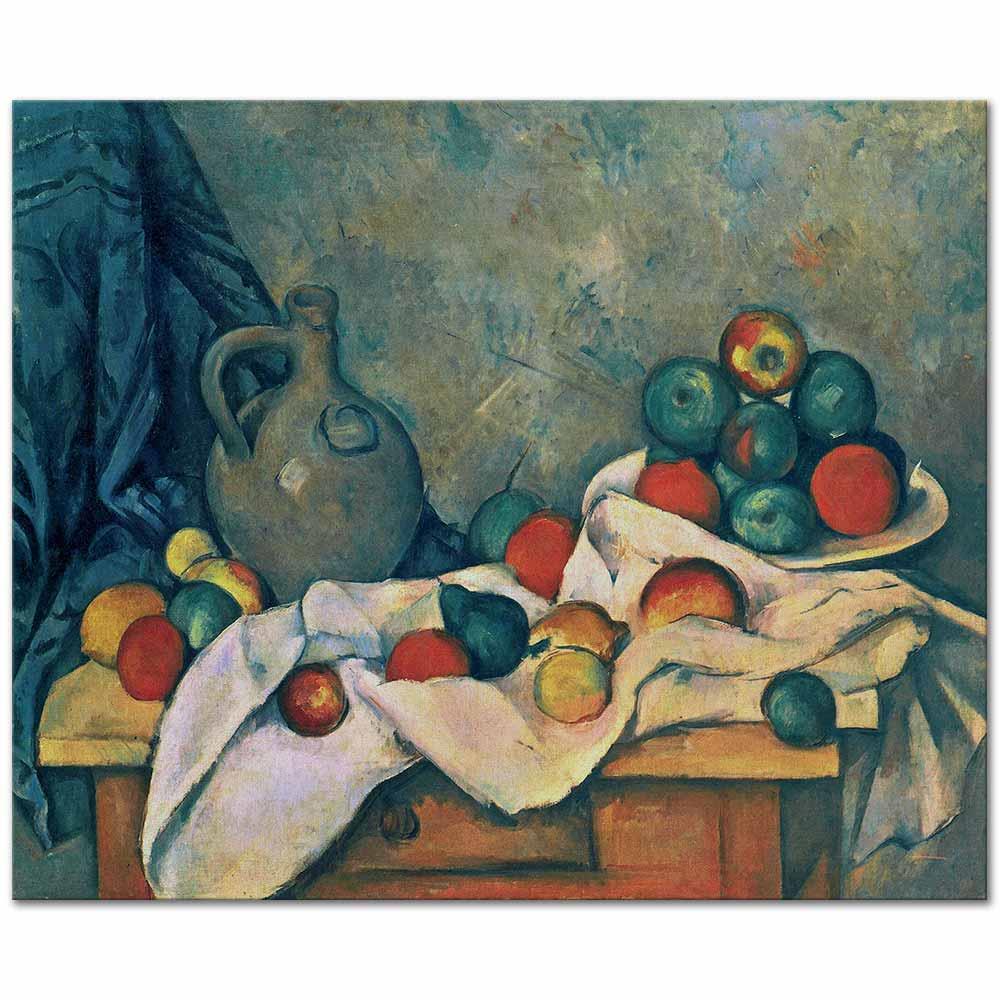 Paul Cezanne Sürahi ve Meyveli Natürmort Kanvas Tablo