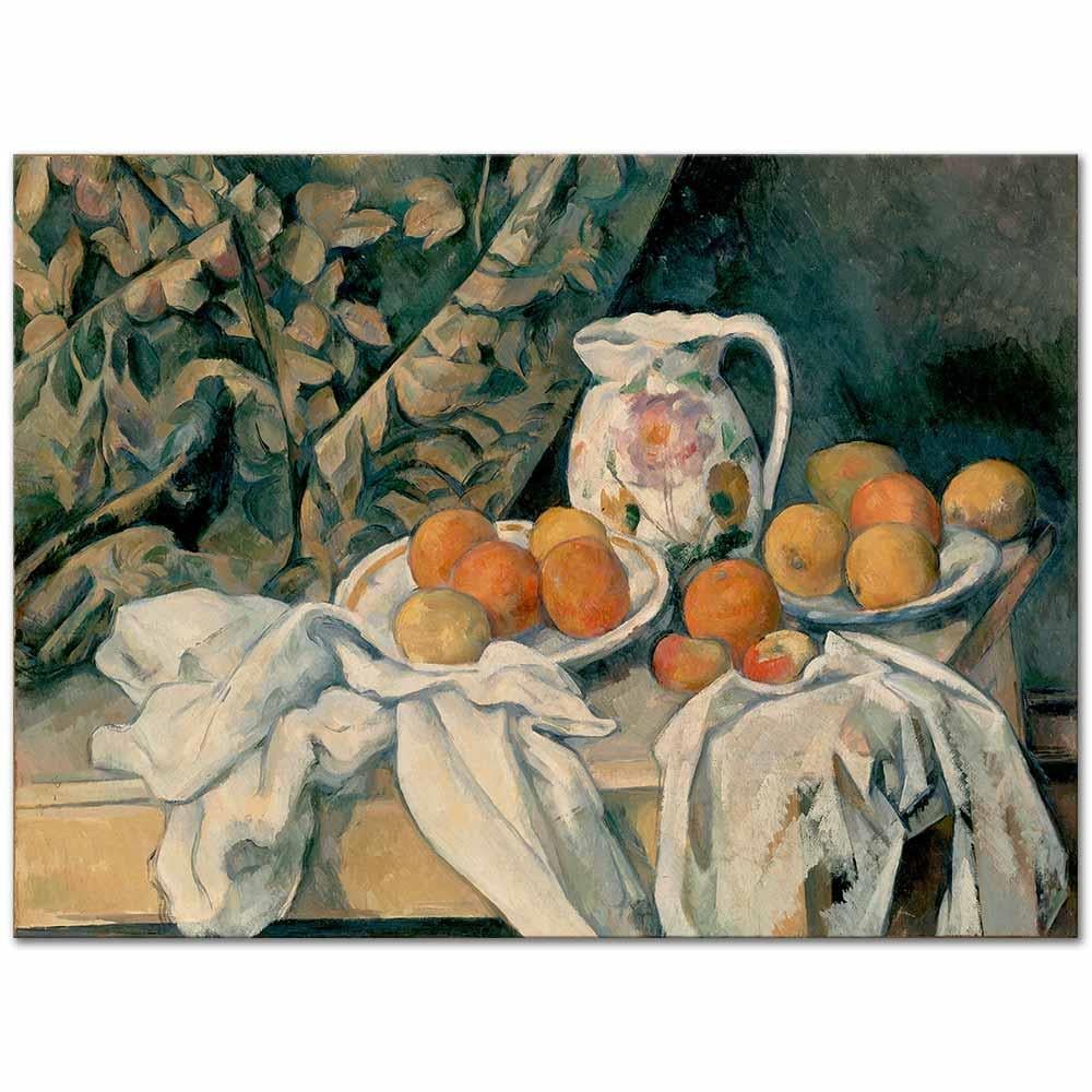 Paul Cezanne Perdeli Natürmort Kanvas Tablo