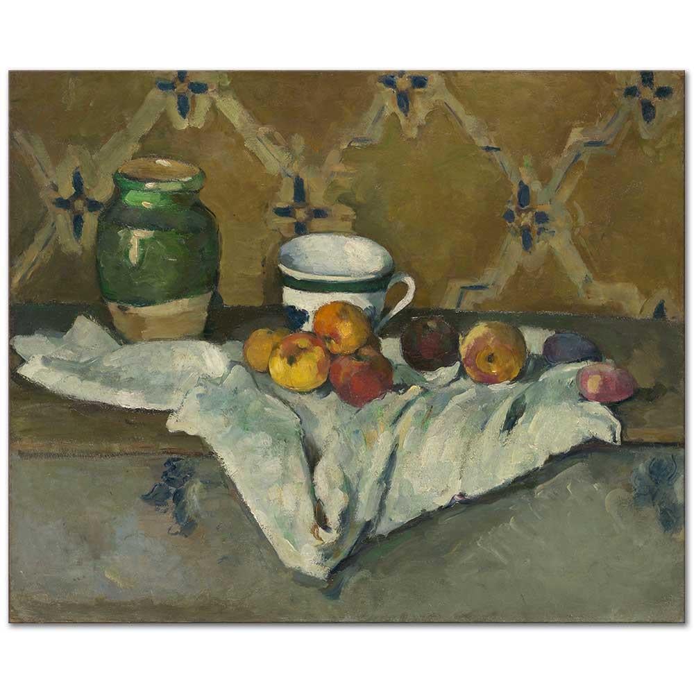 Paul Cezanne Kavanoz Kupa ve Elmalı Natürmort Kanvas Tablo