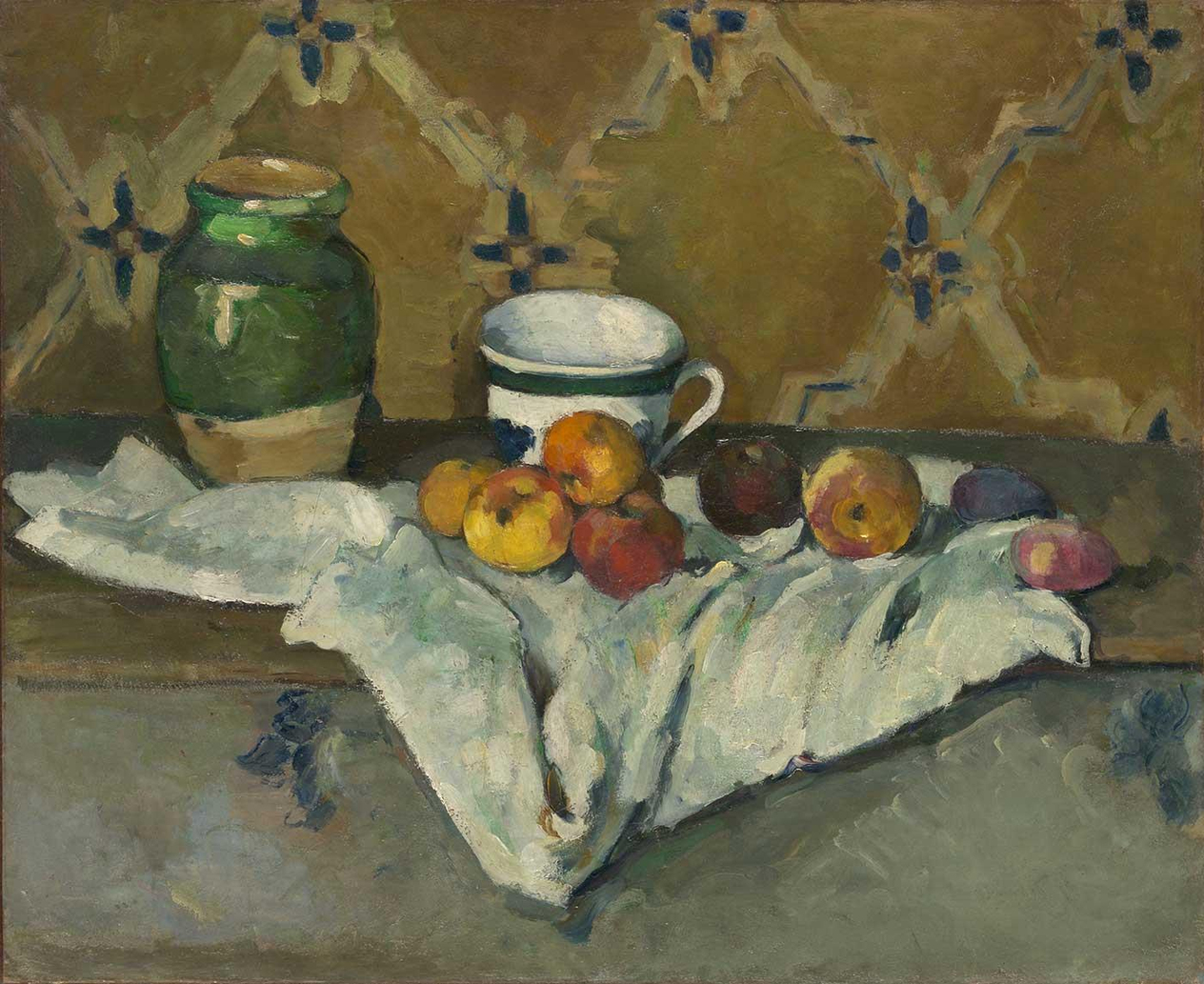 Paul Cezanne Kavanoz Kupa ve Elmalı Natürmort Kanvas Tablo