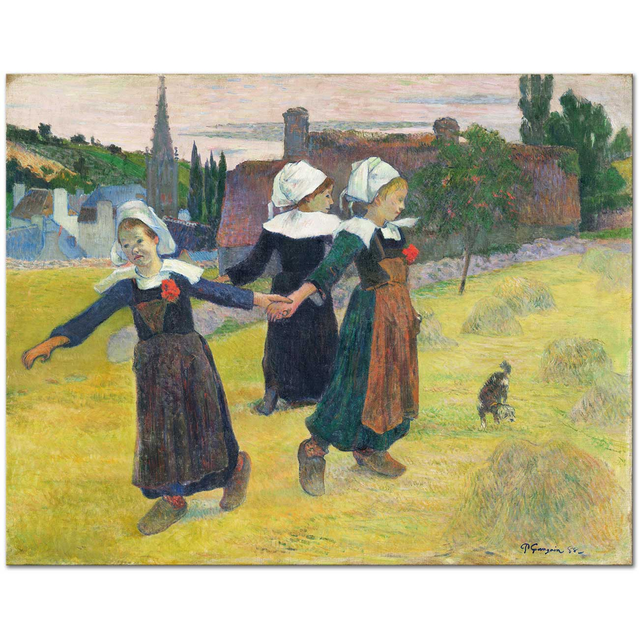 Paul Gauguin Breton'lu Kızlar Dansta Kanvas Tablo