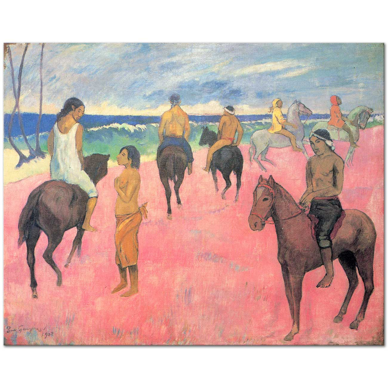 Paul Gauguin Sahilde Atlılar ile Kanvas Tablo