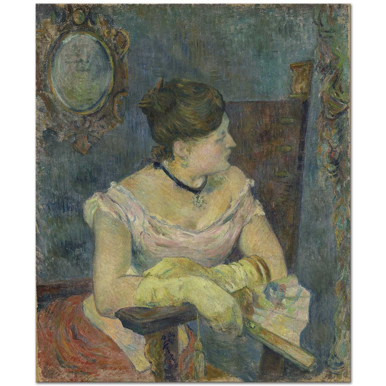 Paul Gauguin Madame Mette Gaugin Akşam Elbisesi ile Kanvas Tablo
