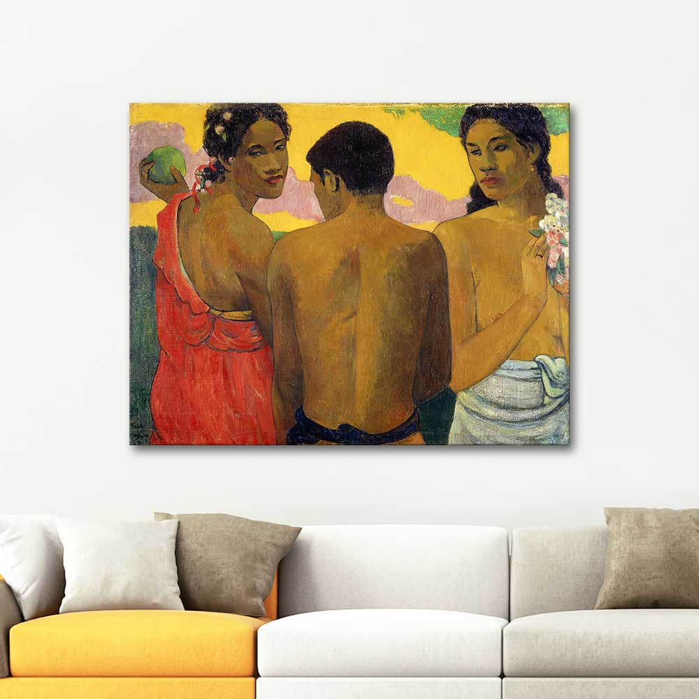 Paul Gauguin Tahiti'de Sohbet Kanvas Tablo