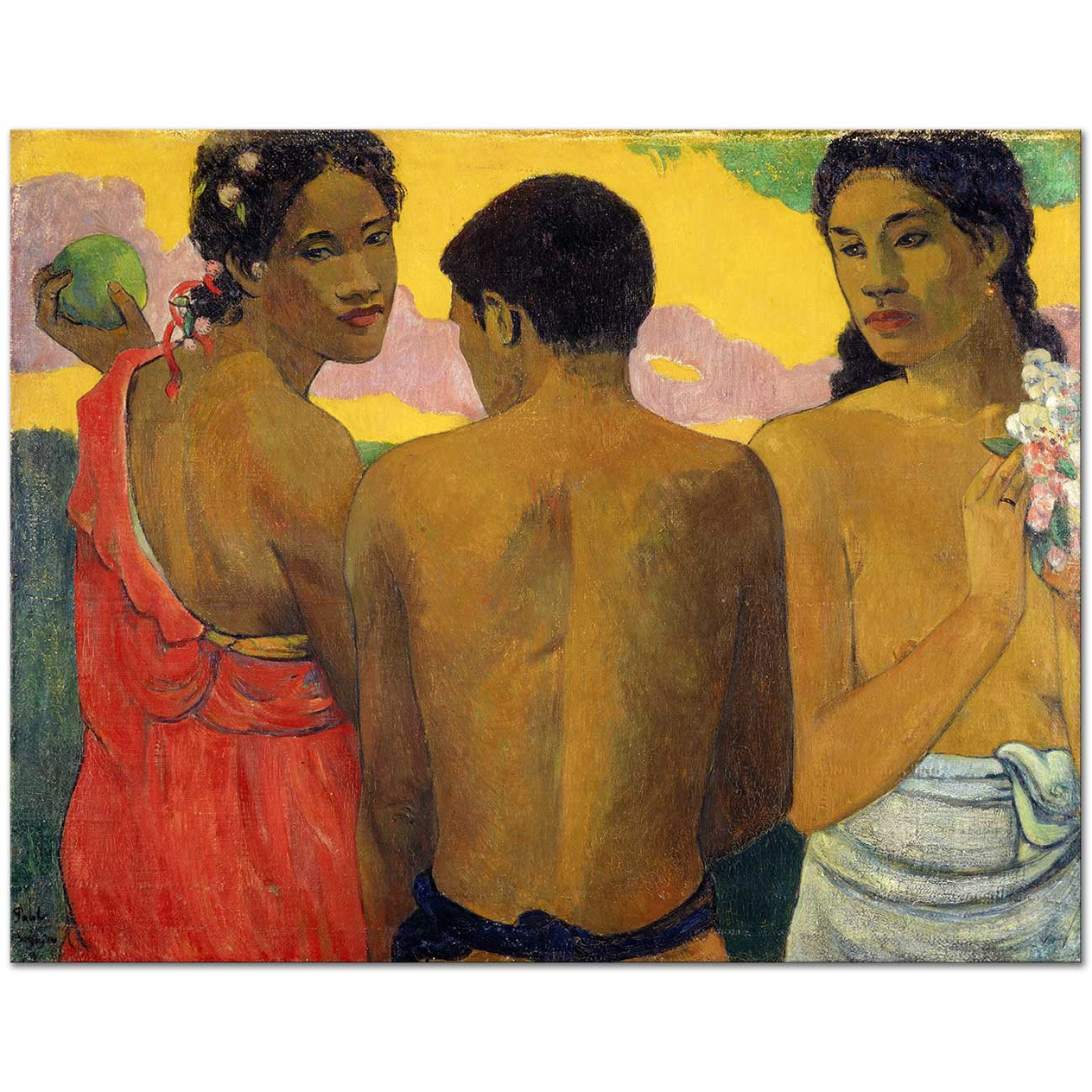 Paul Gauguin Tahiti'de Sohbet Kanvas Tablo