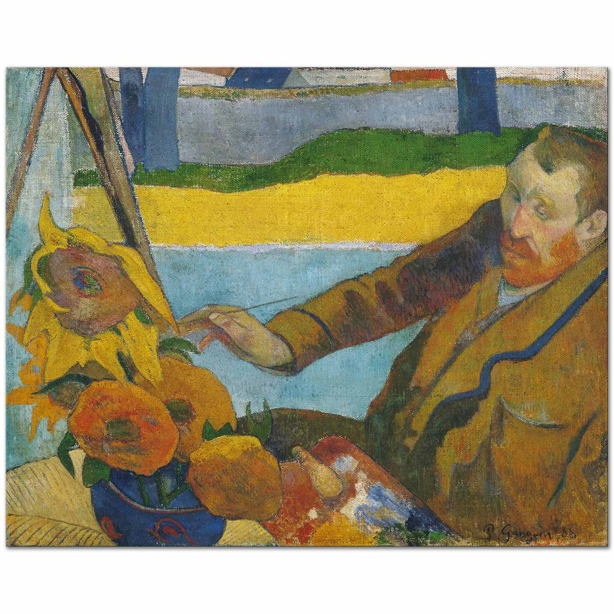 Paul Gauguin Van Gogh Ayçiçekleri Çalışırken Kanvas Tablo