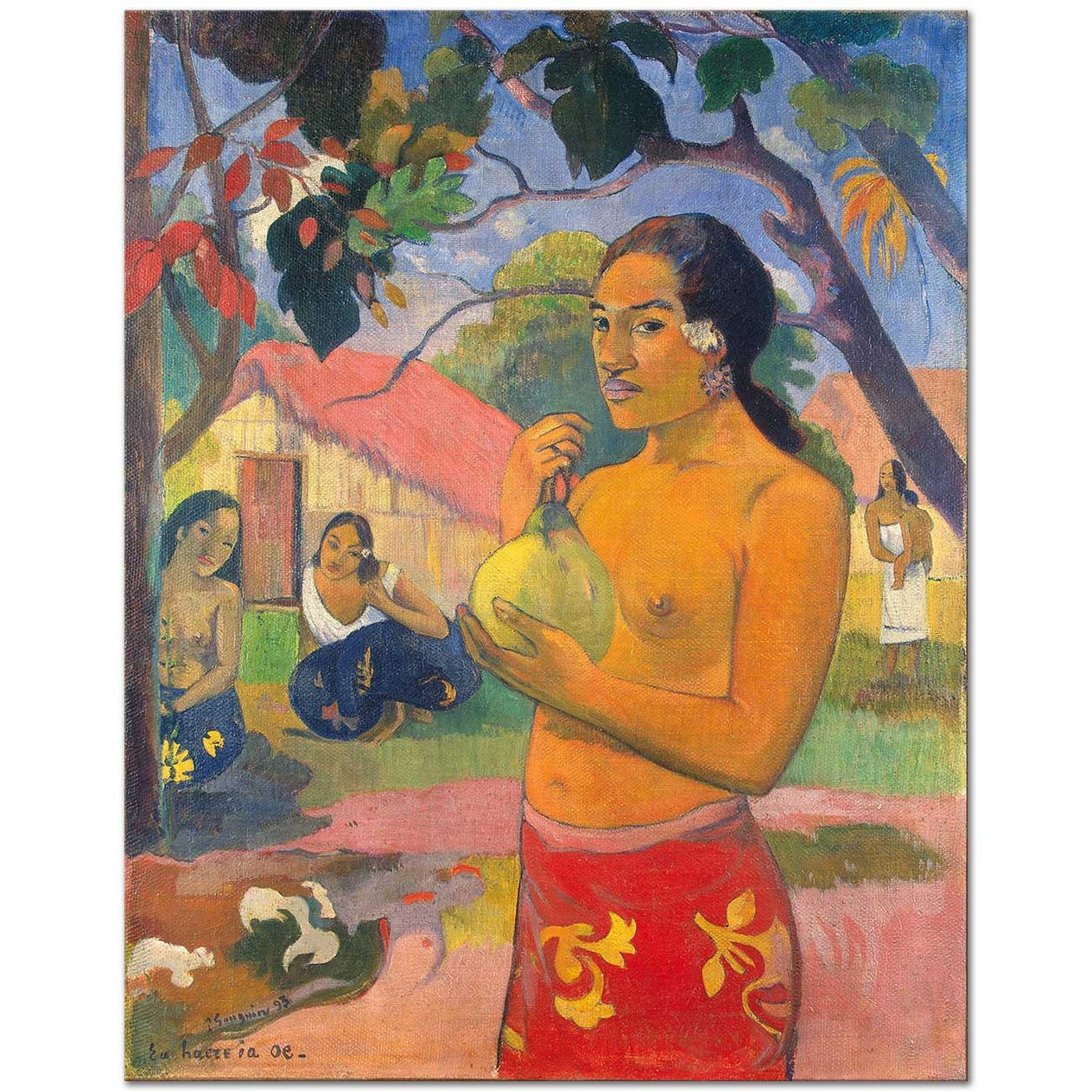 Paul Gauguin Tahitili Kadın Meyve ile Kanvas Tablo