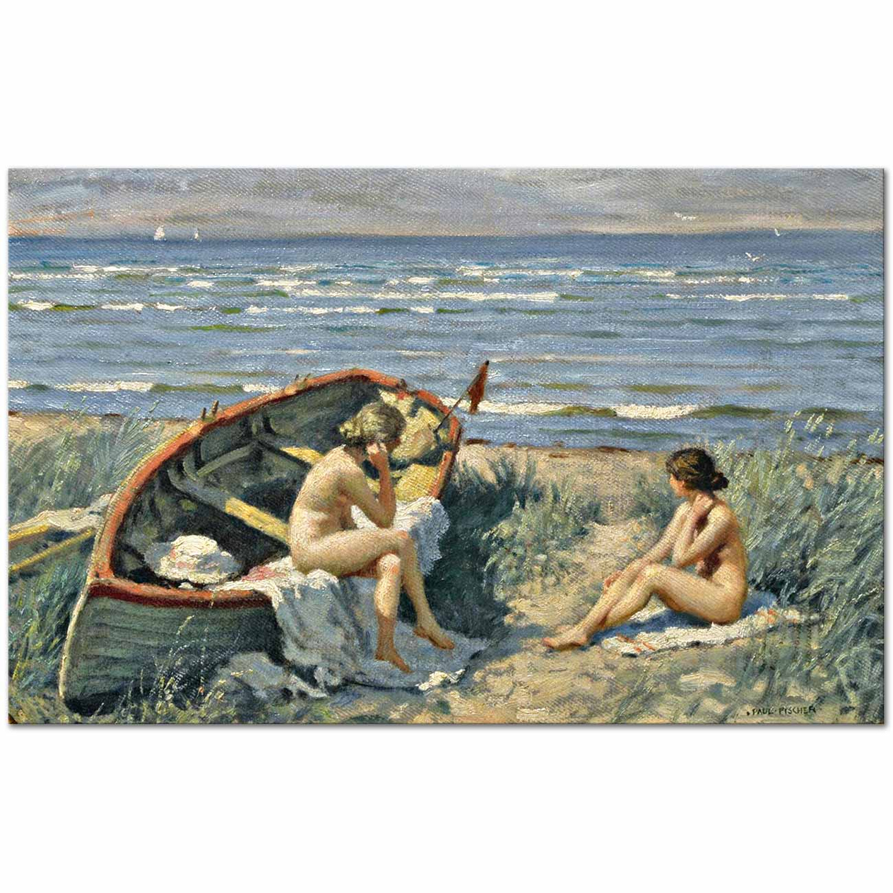 Girls On the Beach at Bastad by Paul Gustave Fischer