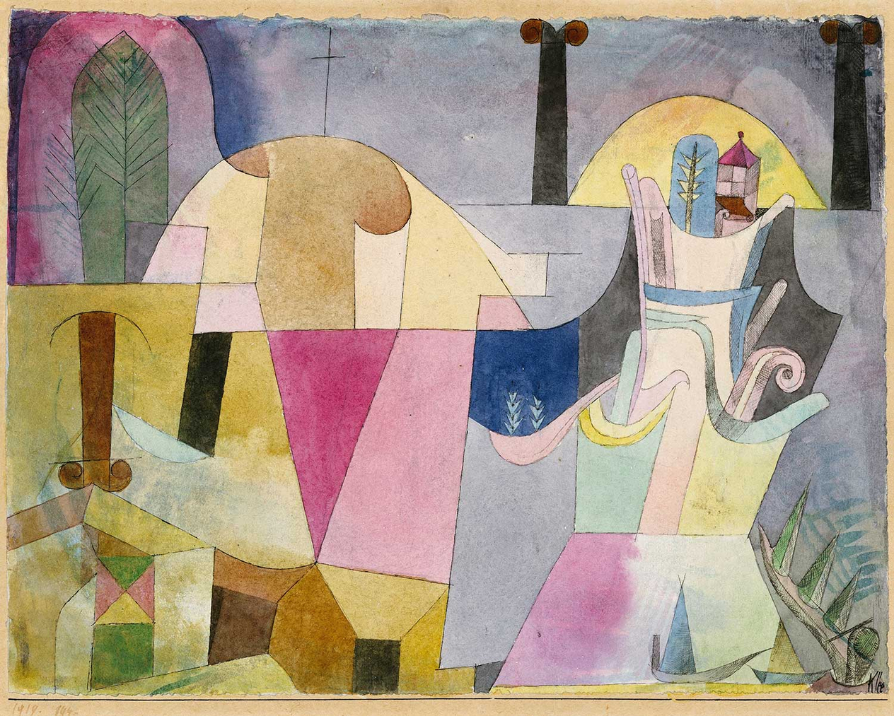 Paul Klee Black Columns In A Landscape Art Print
