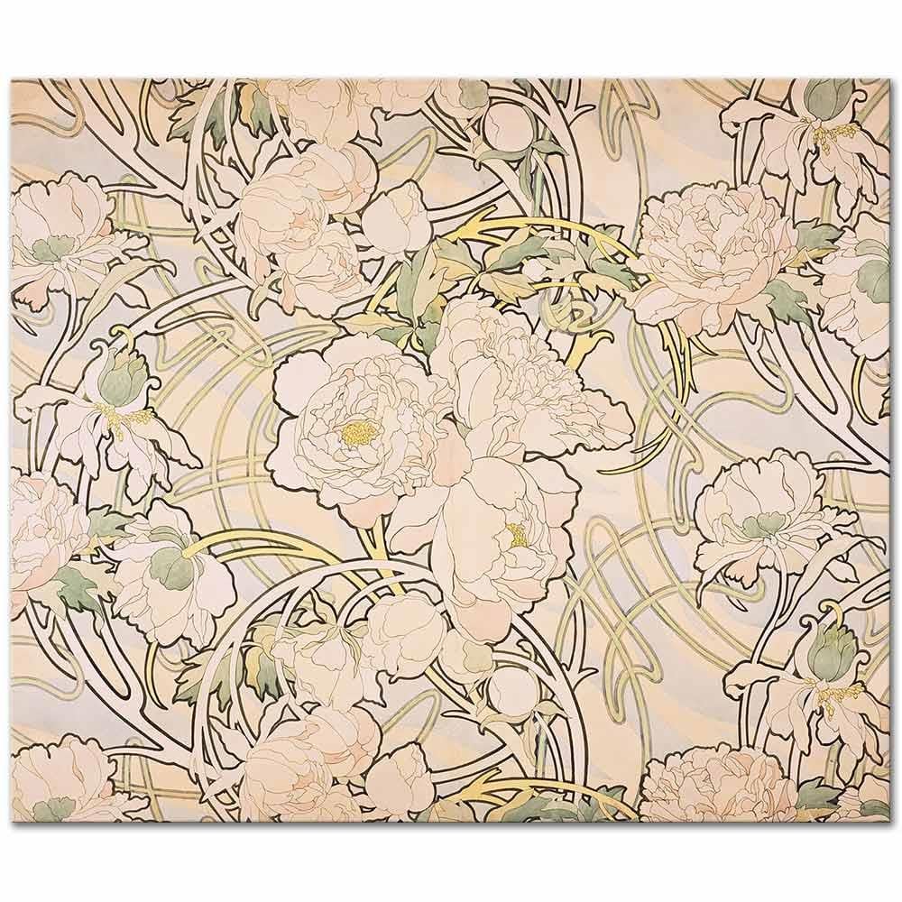 Alphonse Mucha Şakayıklar Kanvas Tablo