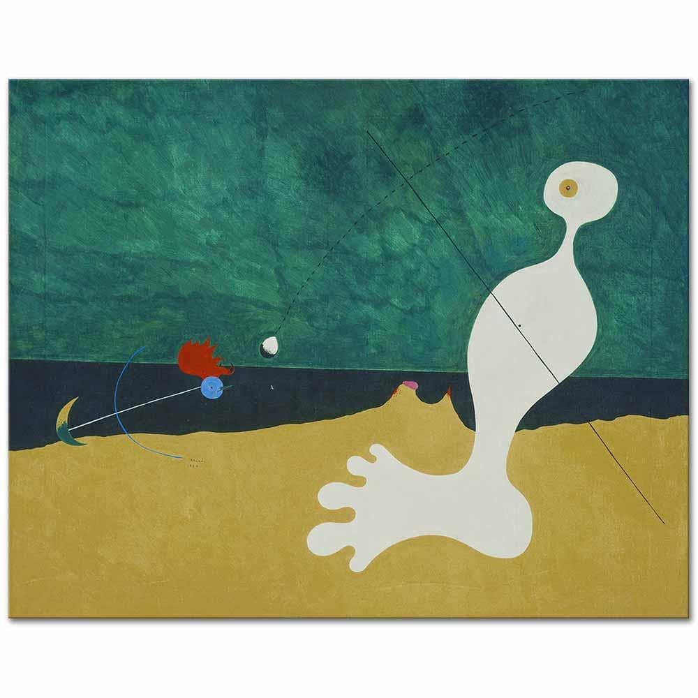Joan Miro Kuşa Taş Atan Figür Kanvas Tablo