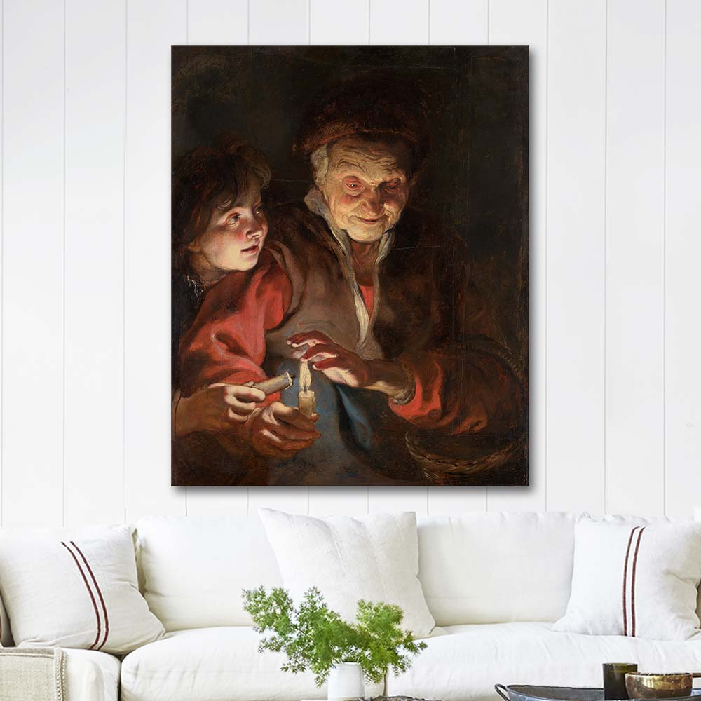 Peter Paul Rubens Old Woman and Boy with Candles Art Print