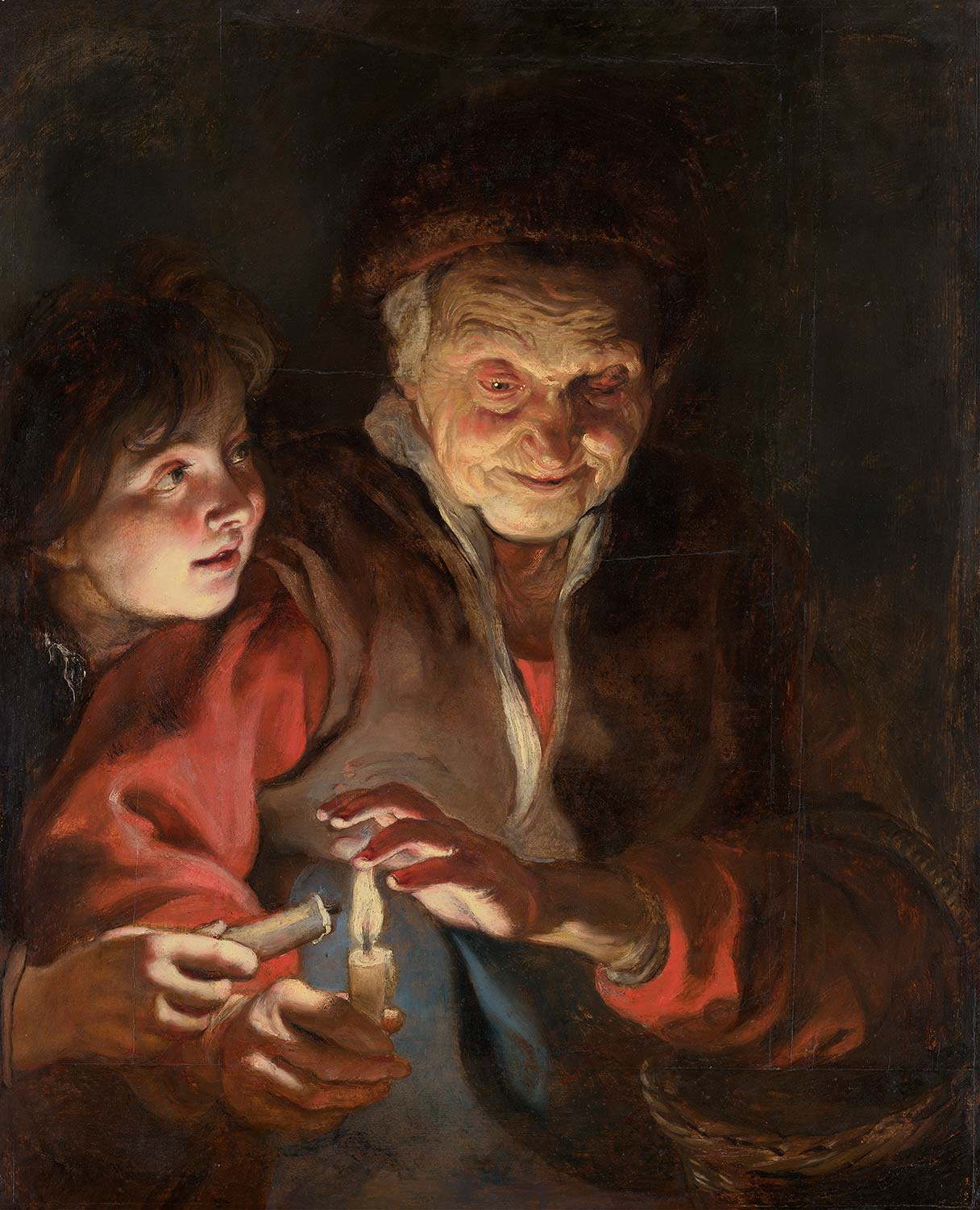 Peter Paul Rubens Old Woman and Boy with Candles Art Print