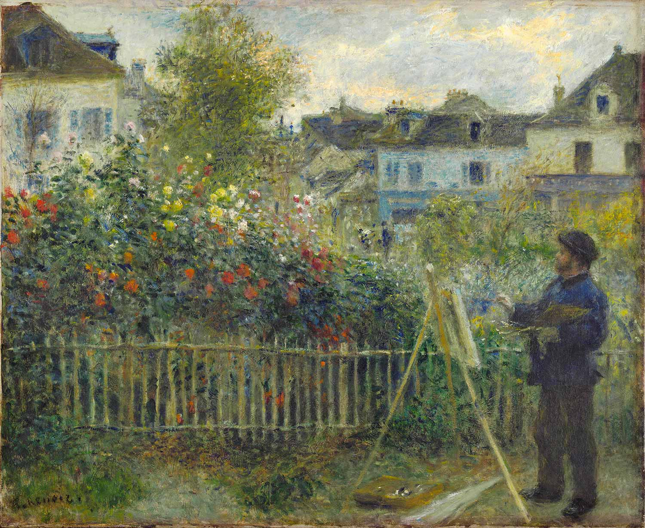 Pierre Auguste Renoir Claude Monet Painting in his Garden at Argenteuil Art Print