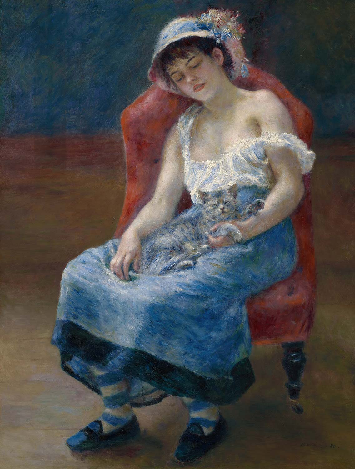Pierre Auguste Renoir Sleeping Girl with a Cat Art Print