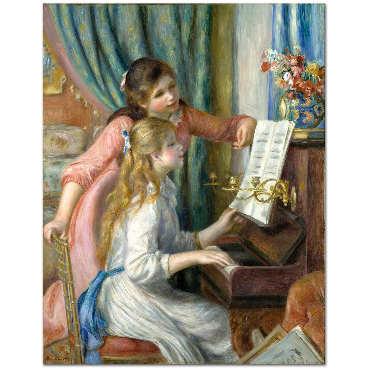 Pierre Auguste Renoir Two Young Girls at the Piano Art Print