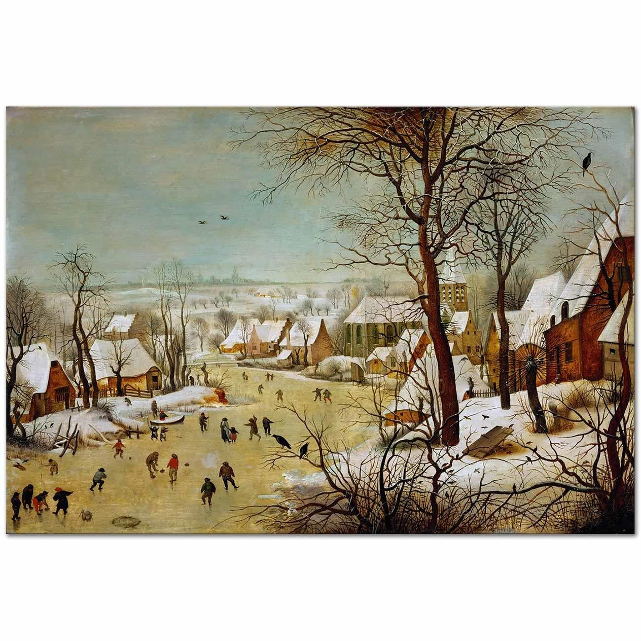Pieter Bruegel the Younger Kış Manzarası ve Paten Kayanlar Kanvas Tablo