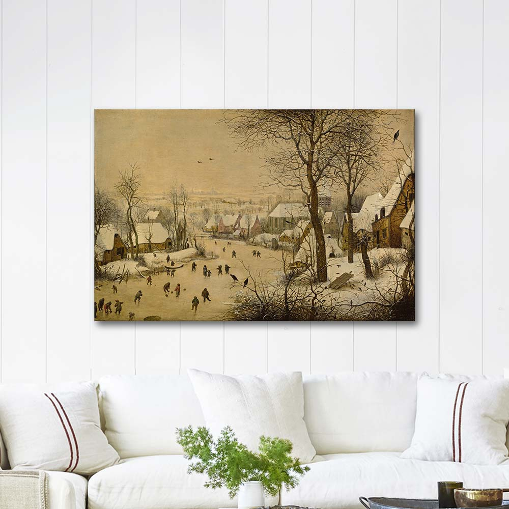 Pieter Bruegel Winter Landscape with Ice Skaters and Bird Trap Art Print