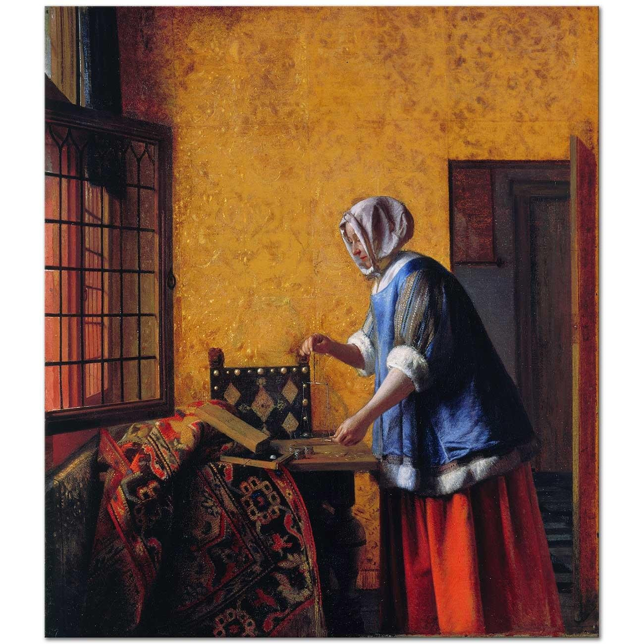 Pieter de Hooch Tartısıyla Kadın Kanvas Tablo