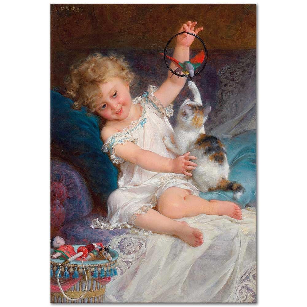 Emile Munier Oyun Zamanı Kanvas Tablo
