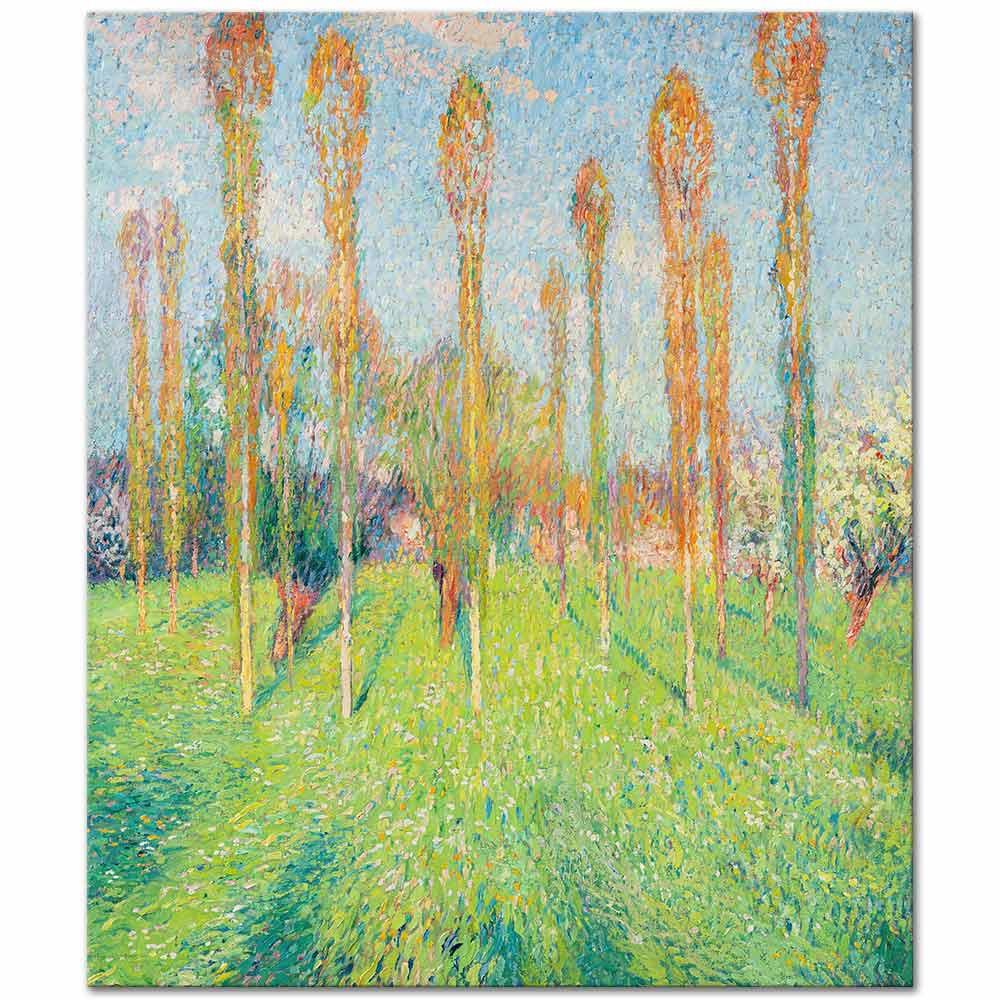 Henri Martin Güneşli Çayırda Kavaklar Kanvas Tablo