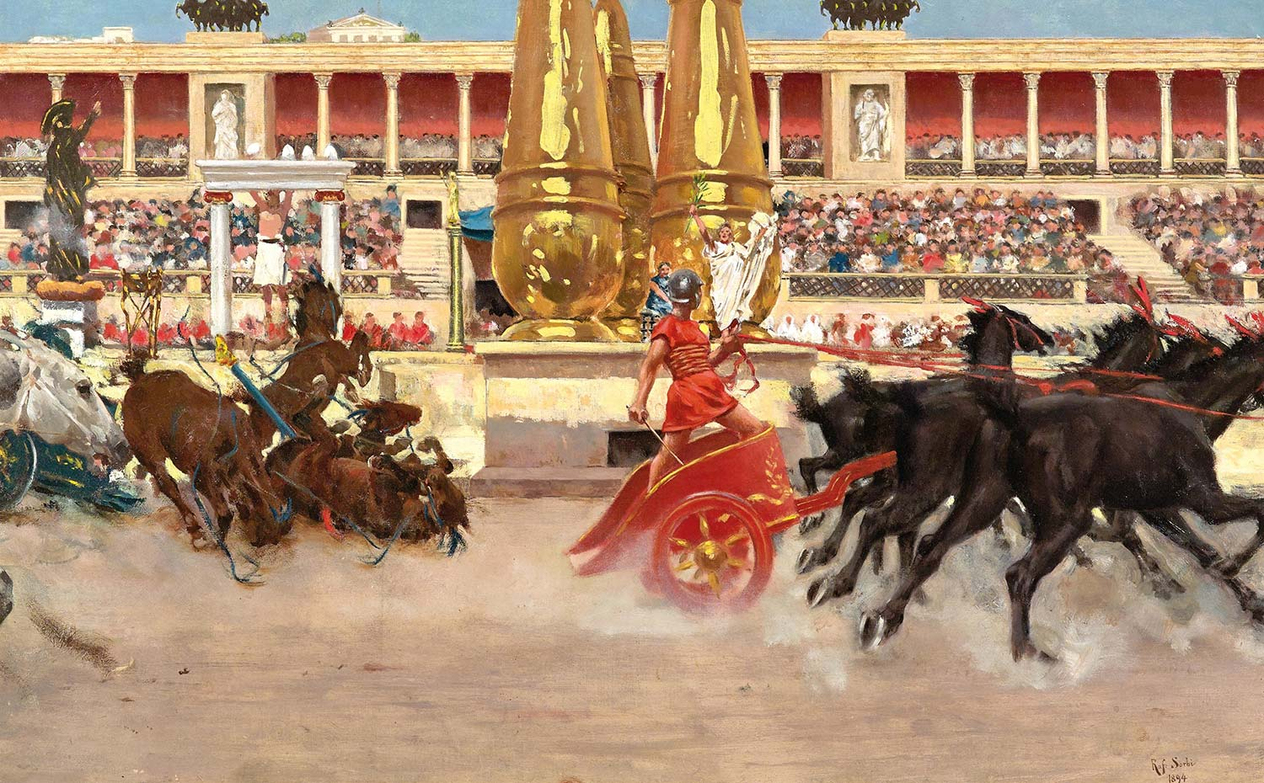 Raffaello Sorbi Chariot Race in the Circus Art Print