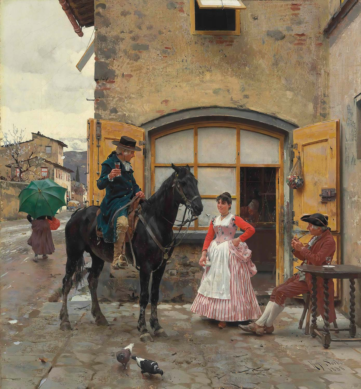 Raffaello Sorbi Stopping for a Drink Art Print