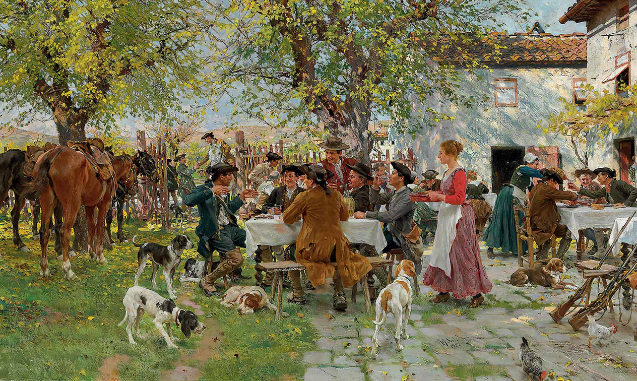 Raffaello Sorbi The Huntsmen's Lunch Art Print