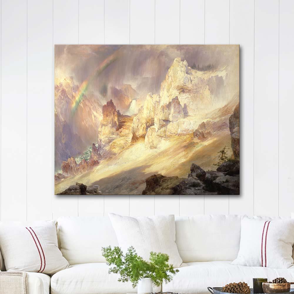 Rainbow Over The Grand Canyon Of The Yellowstone by Thomas Moran as Art Print
