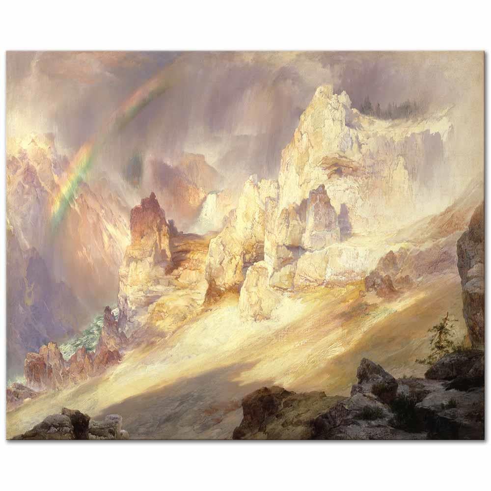 Rainbow Over The Grand Canyon Of The Yellowstone by Thomas Moran as Art Print
