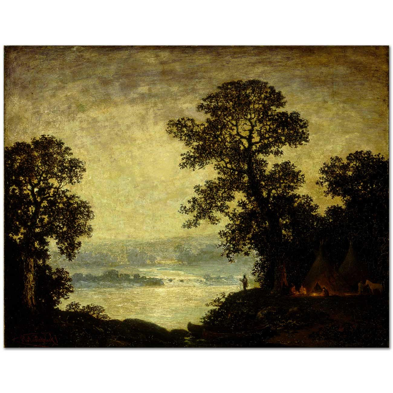 Ralph Albert Blakelock Mehtap Manzarası Kanvas Tablo