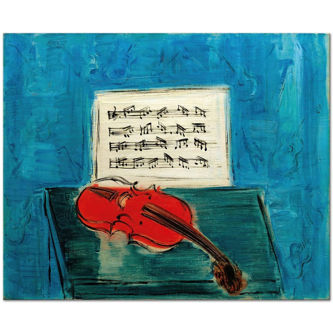 Raoul Dufy Violon rouge sur fond bleu Art Print