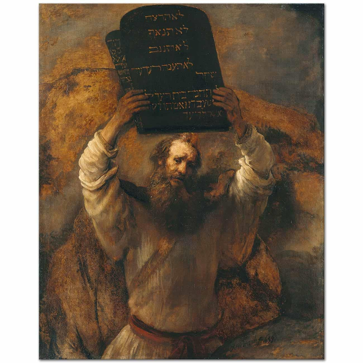 Rembrandt Hz Musa ve On Emir Tableti Kanvas Tablo