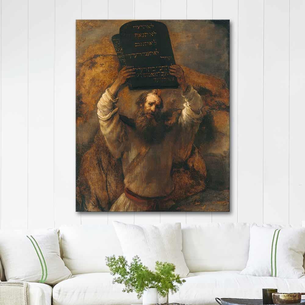 Rembrandt Hz Musa ve On Emir Tableti Kanvas Tablo