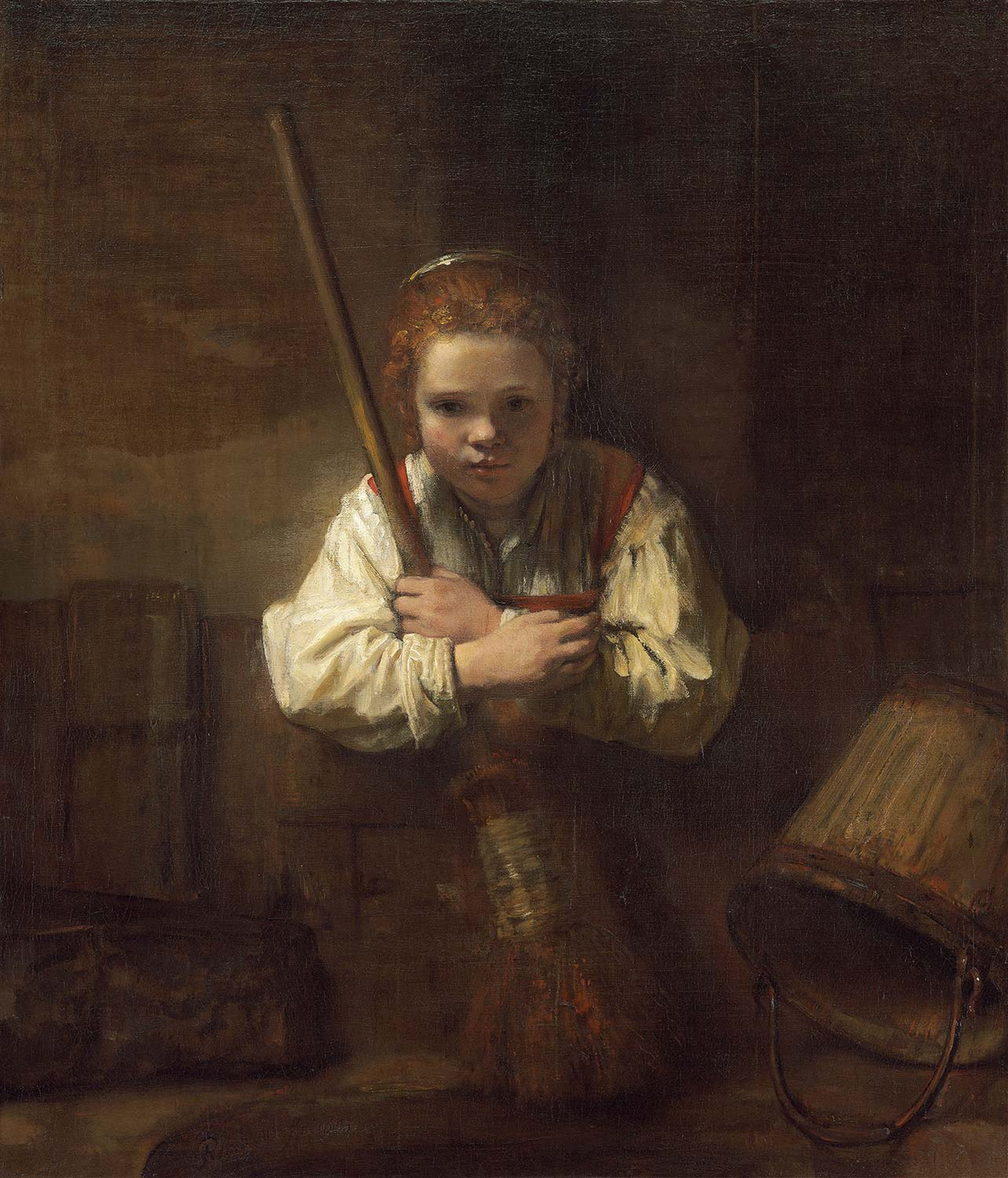 Rembrandt van Rijn A Girl with a Broom Art Print