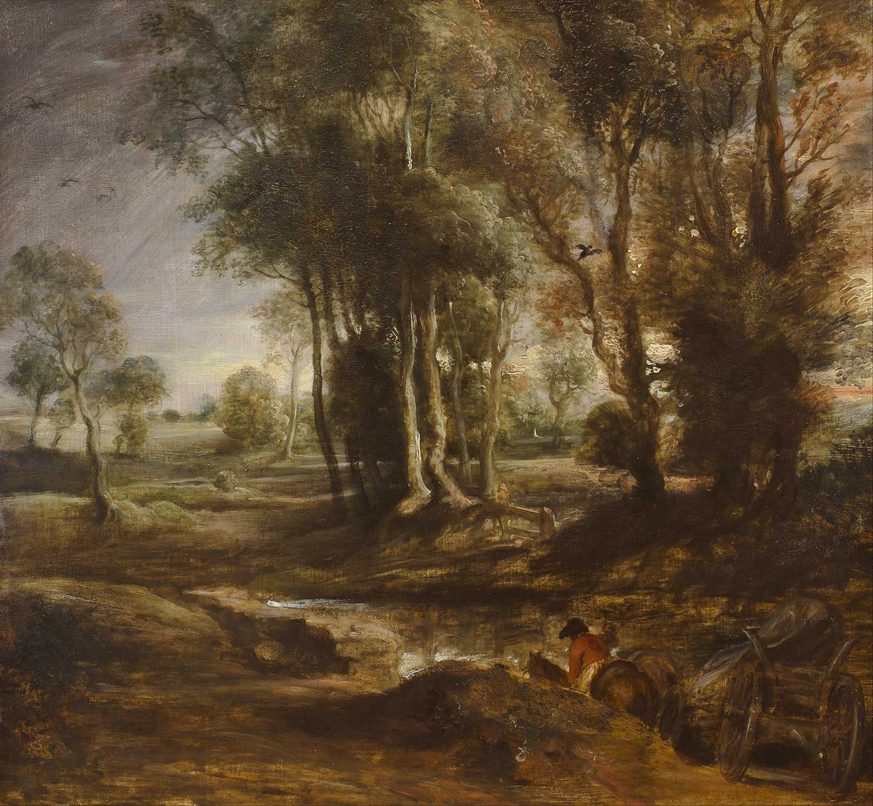 Rembrandt van Rijn Evening Landscape with Timber Wagon Art Print