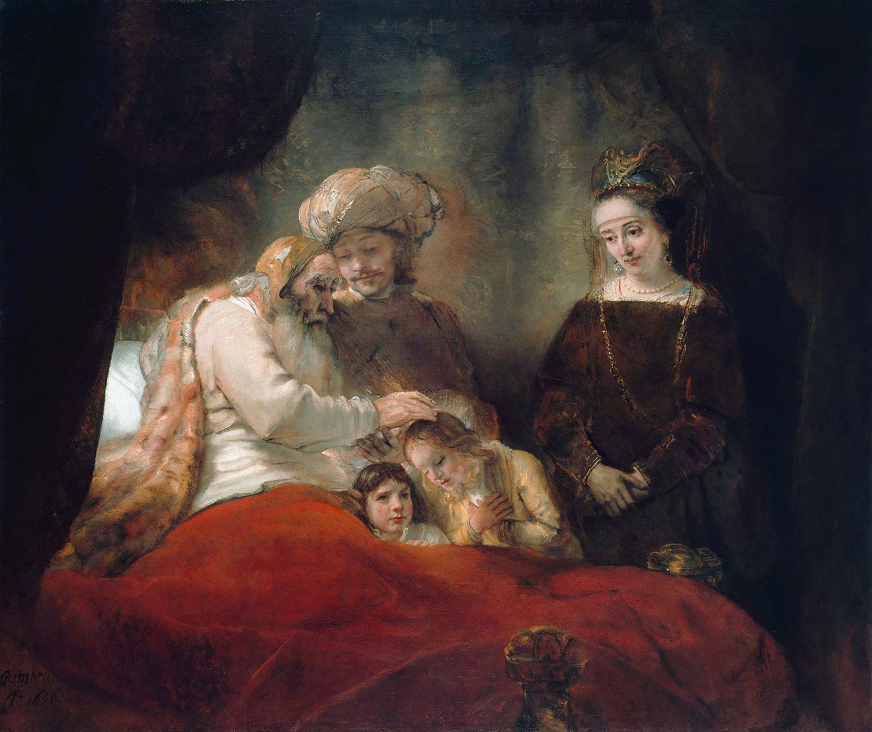 Rembrandt van Rijn Jacob Blessing the Children of Joseph Art Print
