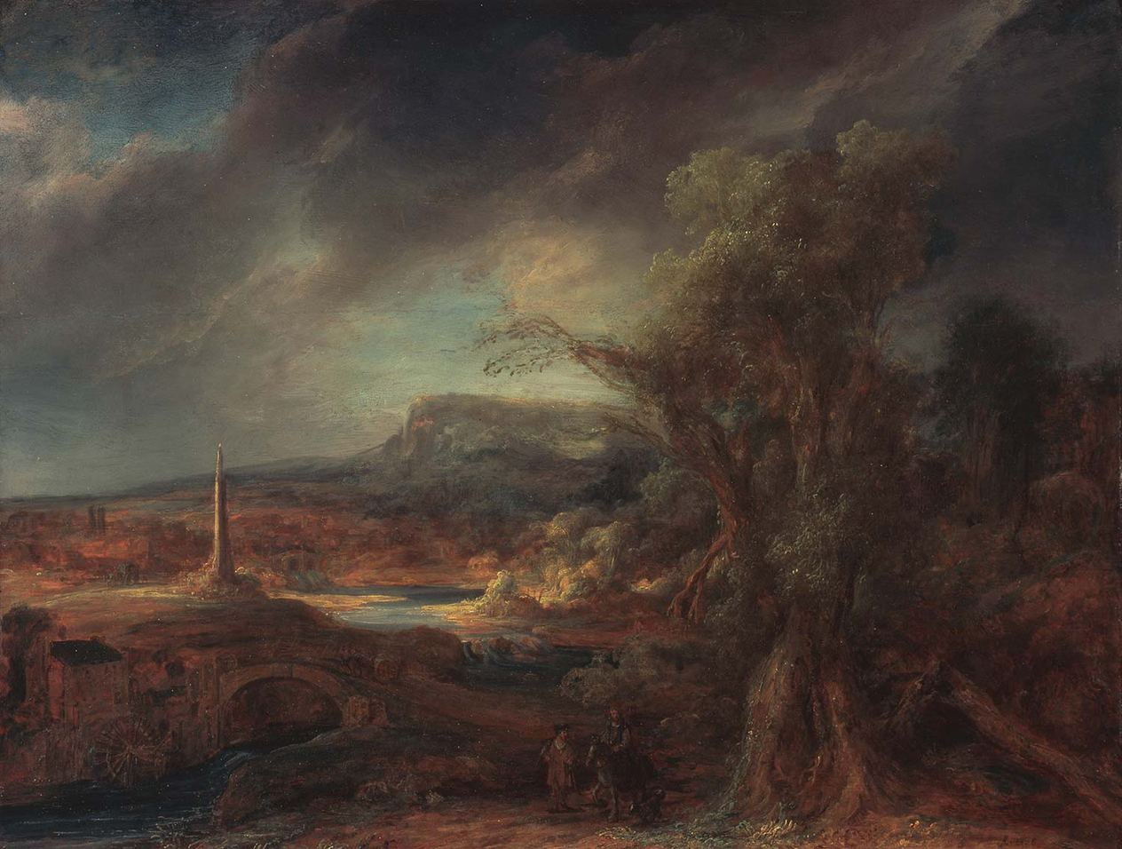 Rembrandt van Rijn Landscape with an Obelisk Art Print
