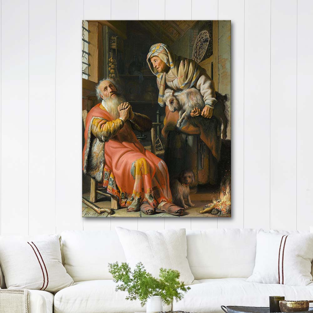 Rembrandt van Rijn Tobit and Anna with the Kid Art Print