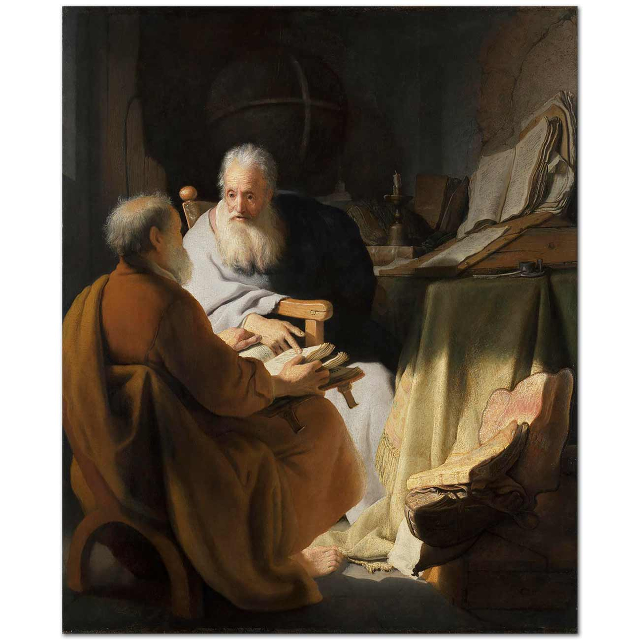 Rembrandt van Rijn Azizlerin Sohbeti Kanvas Tablo